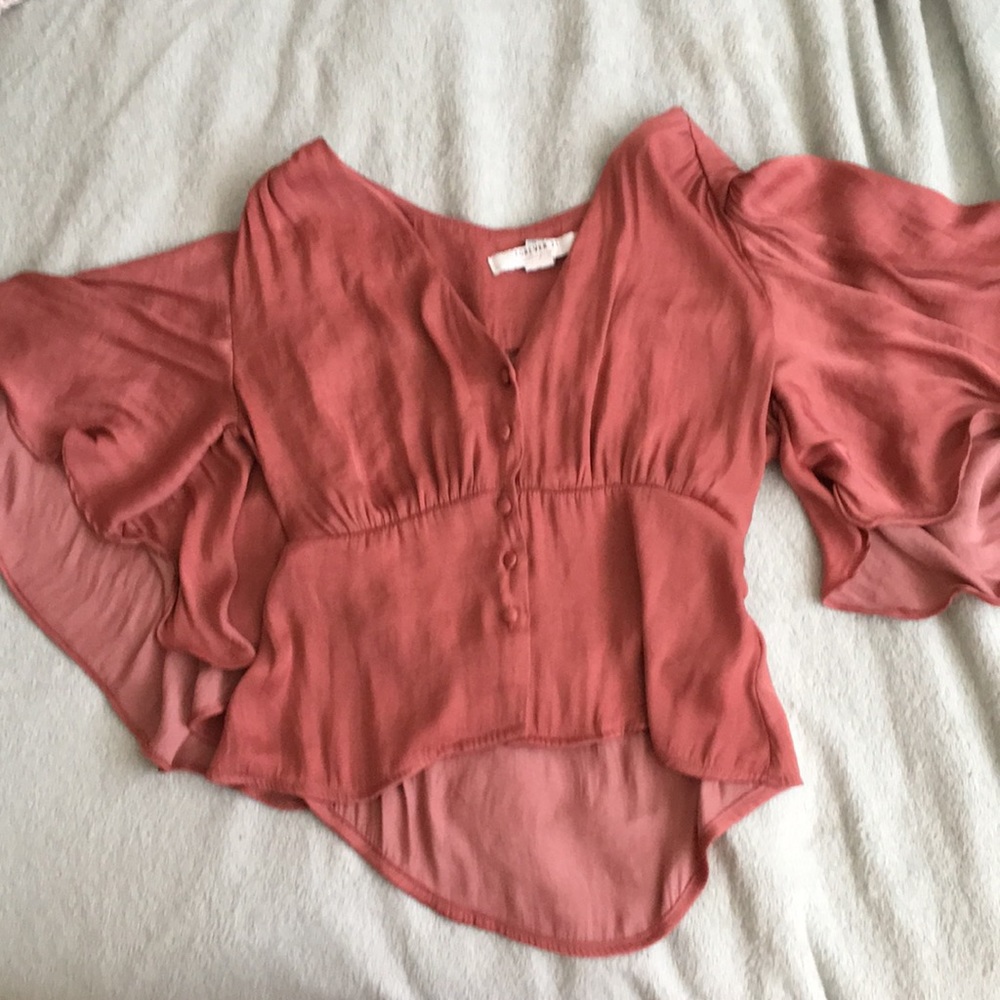 F21 contemporary satin top bell sleeves